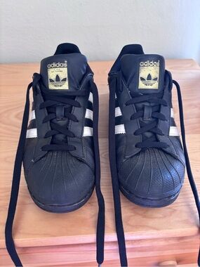 adidas Black Low-Top Athletic Sneakers with White Accents